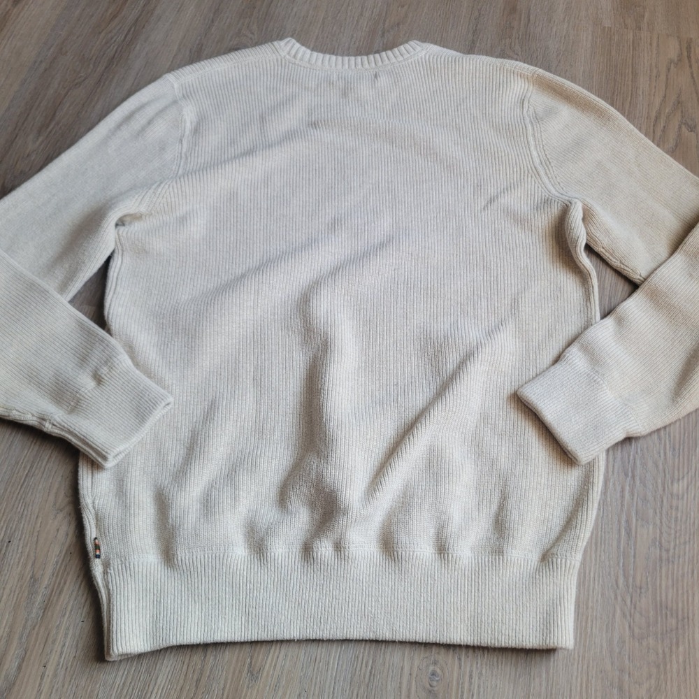 Eddie Bauer Men Sweater Large Tall Beige Cotton Ribbed Knit Casual - Picture 4 of 5